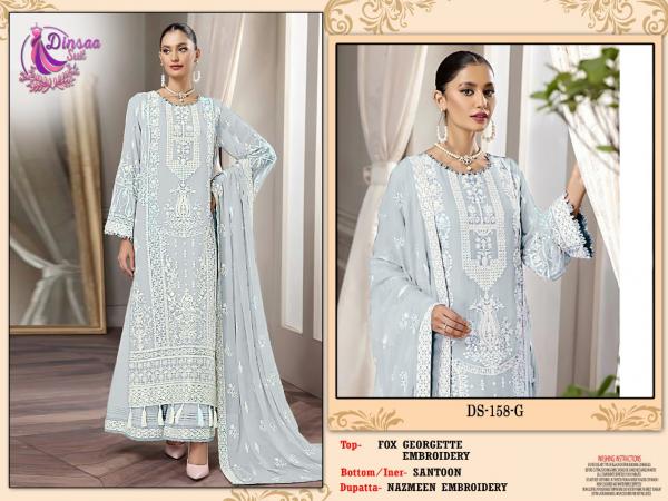 Dinsaa 158 E To H Embroidered Georgette Designer Pakistani Suit Collection